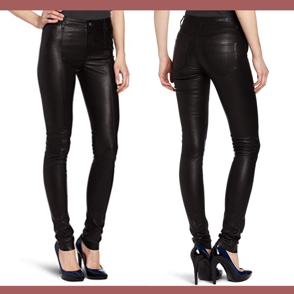 NWT $798 Diesel Women's 'L-Rimmon' Genuine Leather Pants Black [SZ‎ 25 ]